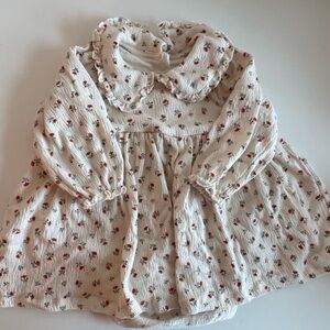 H&M Cream and Red Floral Baby Girl Dress Size 6-9mos